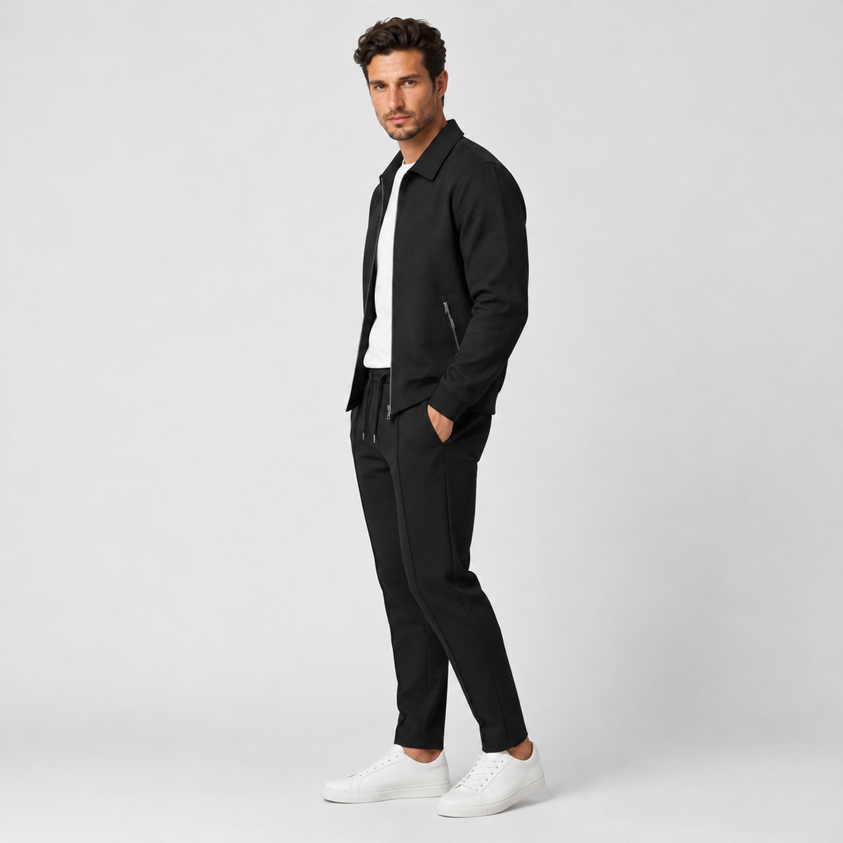 Completo Uomo Giacca e Pantaloni Misto Cotone Slim Fit Coordinato