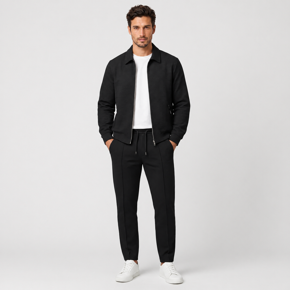 Completo Uomo Giacca e Pantaloni Misto Cotone Slim Fit Coordinato