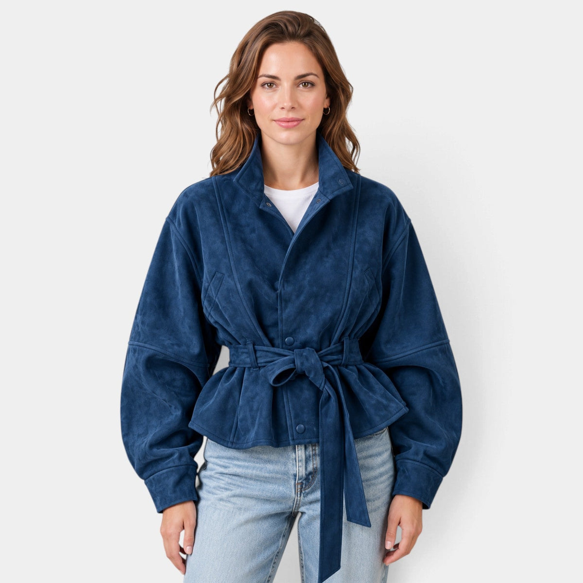Giacca Bomber Donna in Camoscio Oversize Maniche a Pipistrello