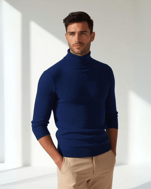 Aurazio Maglione a coste con collo alto da uomo