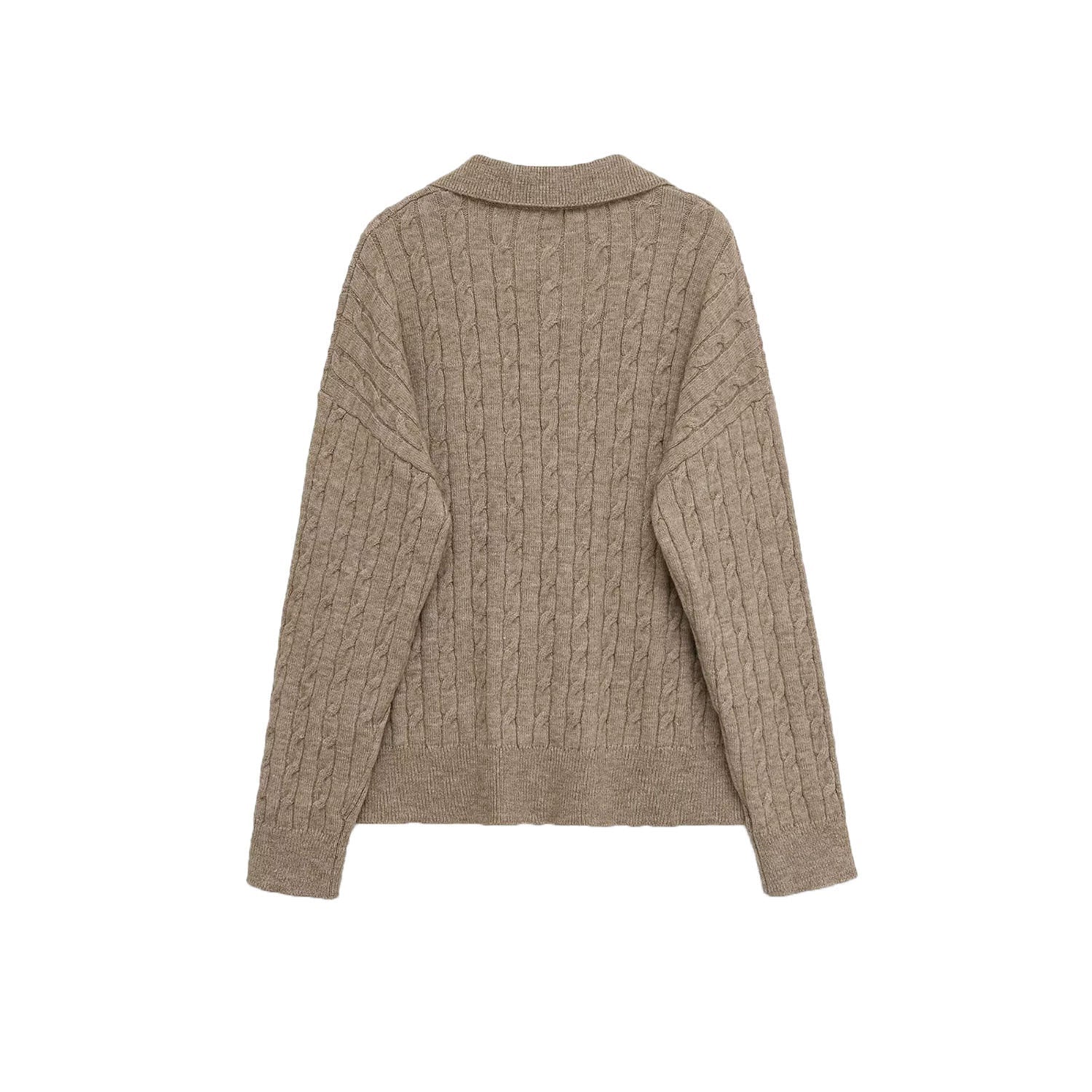 Maglione Donna Scollo a V in Maglia a Trecce