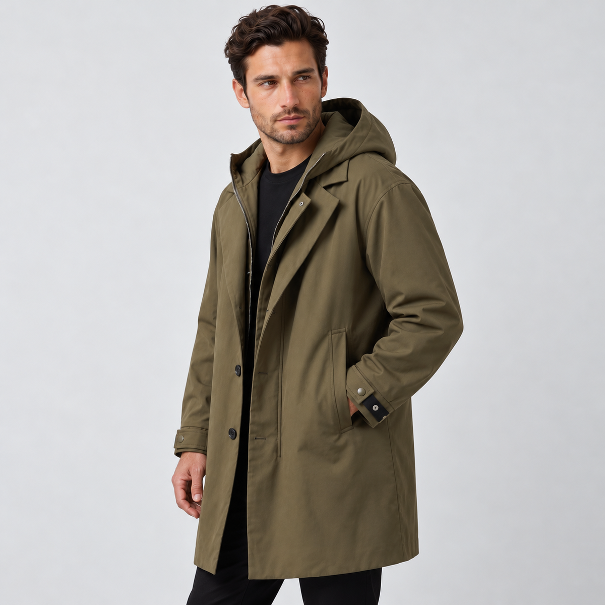 Giacca Uomo Impermeabile Leggera con Cappuccio Antivento
