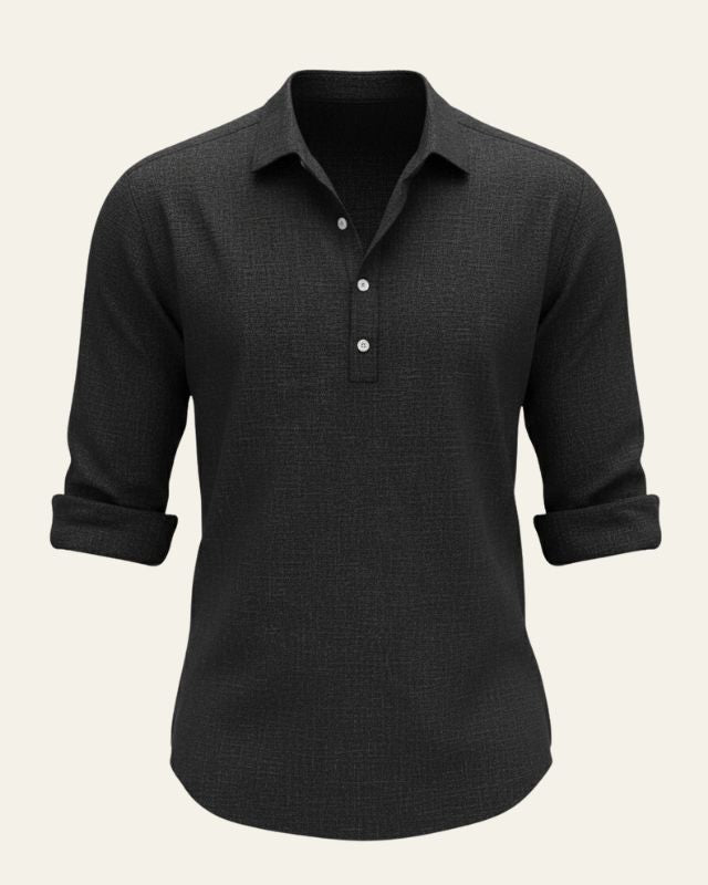 Aurazio Camicia Testurizzata con Bottoni da Uomo
