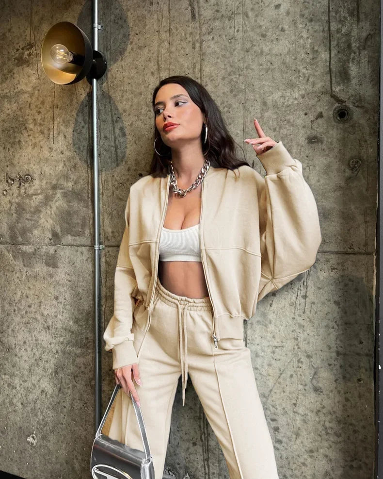 Completo Donna Tuta Oversize Morbida Felpa e Pantaloni
