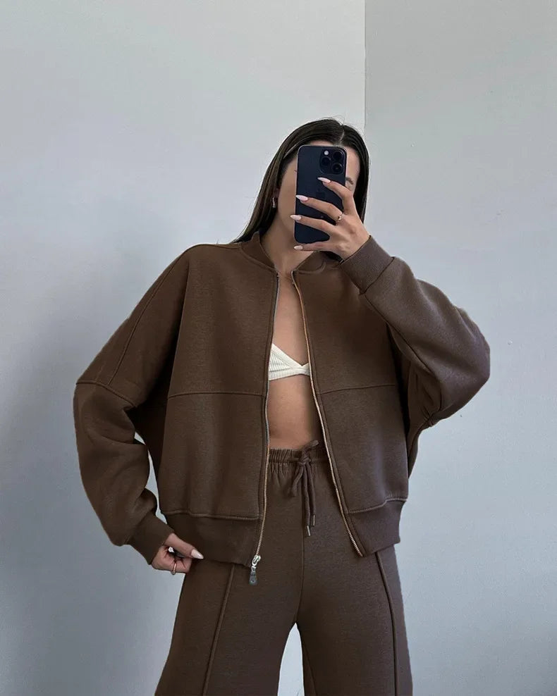 Completo Donna Tuta Oversize Morbida Felpa e Pantaloni