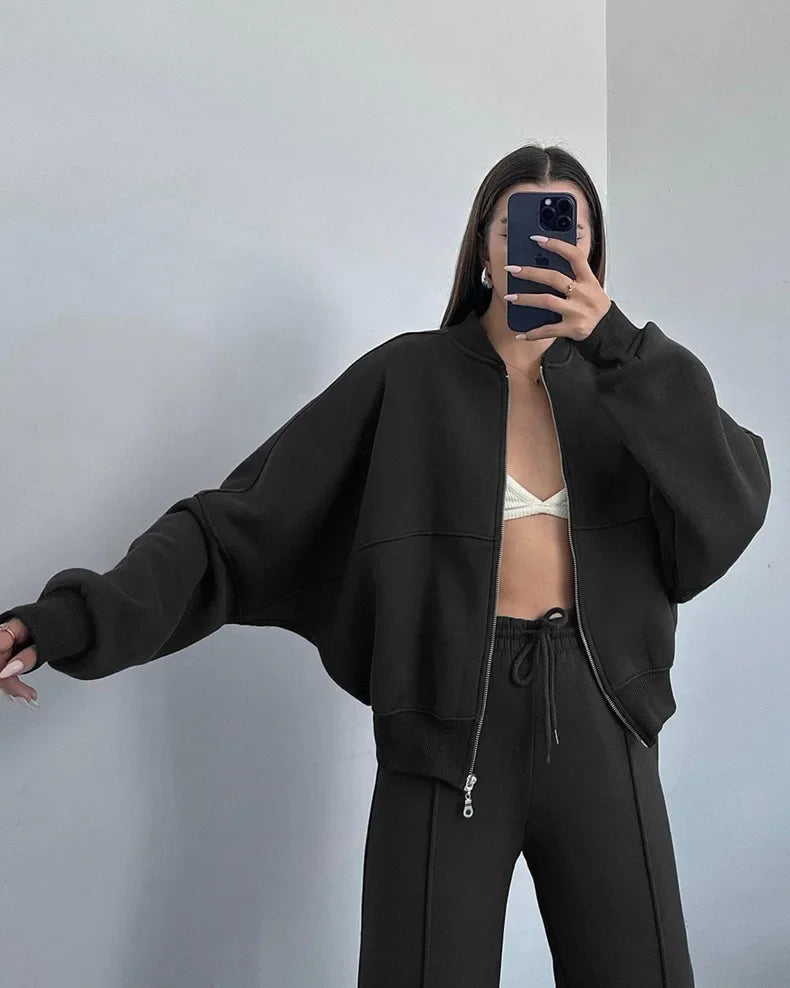 Completo Donna Tuta Oversize Morbida Felpa e Pantaloni
