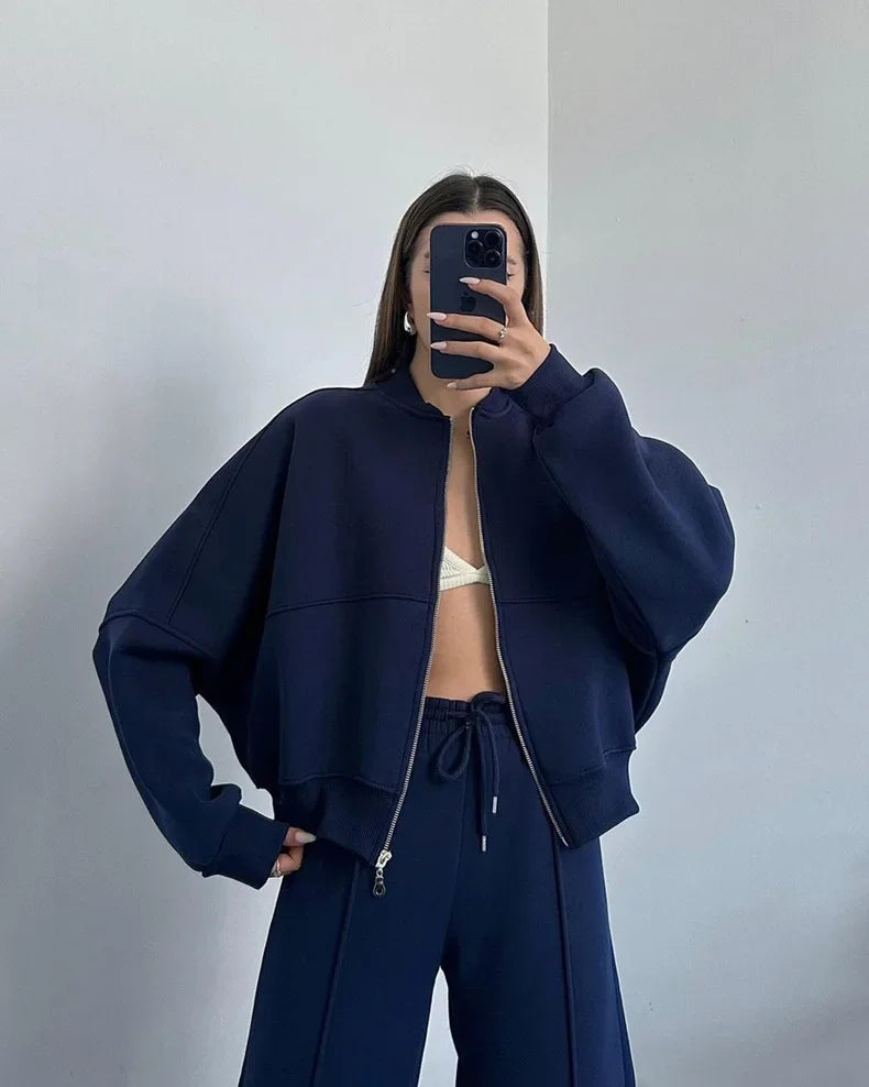 Completo Donna Tuta Oversize Morbida Felpa e Pantaloni