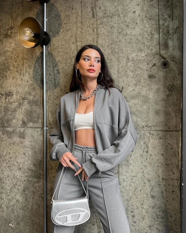 Completo Donna Tuta Oversize Morbida Felpa e Pantaloni