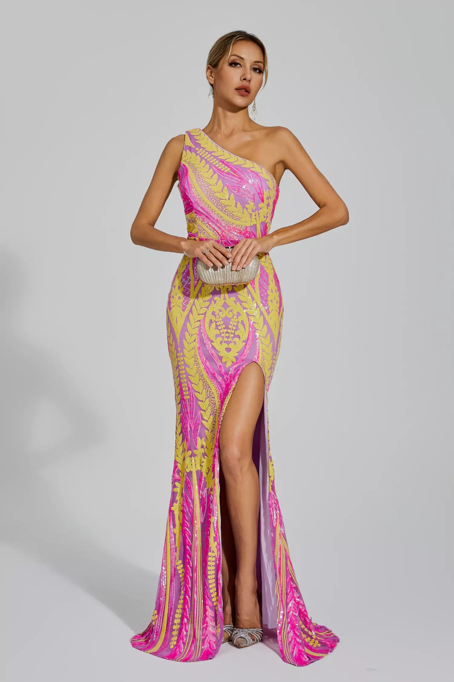 Aurazio Vestito Lungo con Spacco per Donna