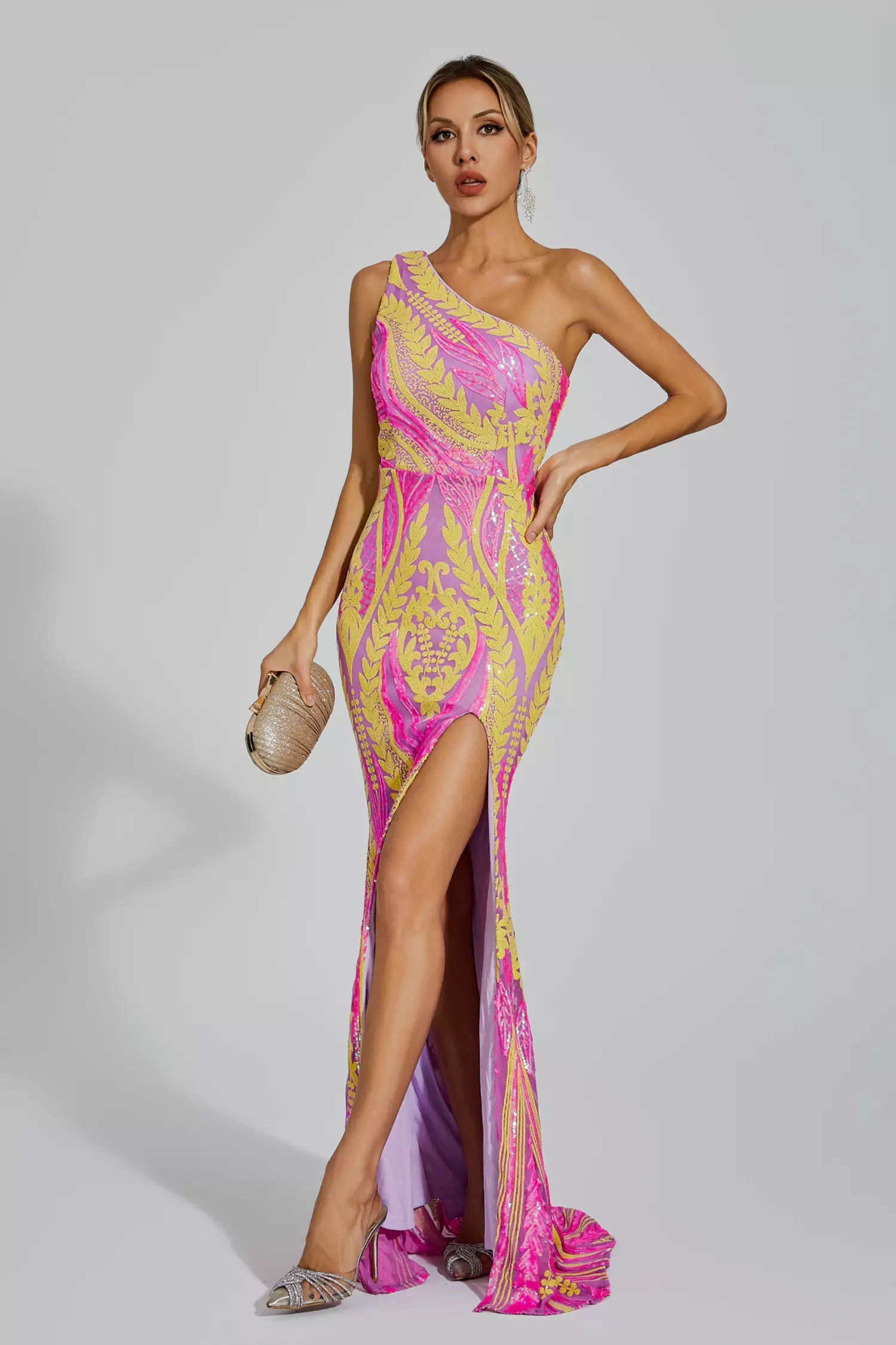 Aurazio Vestito Lungo con Spacco per Donna