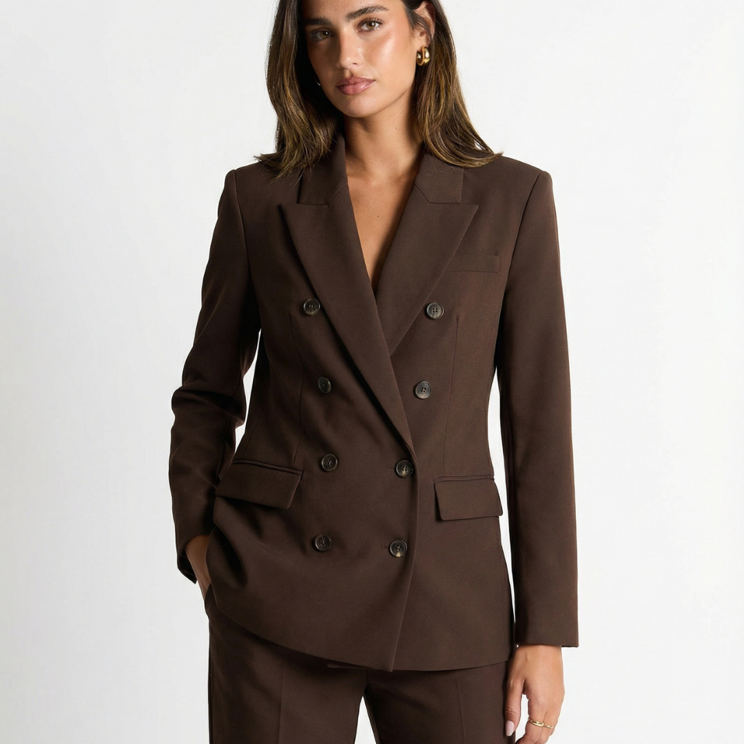Tailleur Donna Blazer Doppiopetto e Pantaloni Dritti Due Pezzi