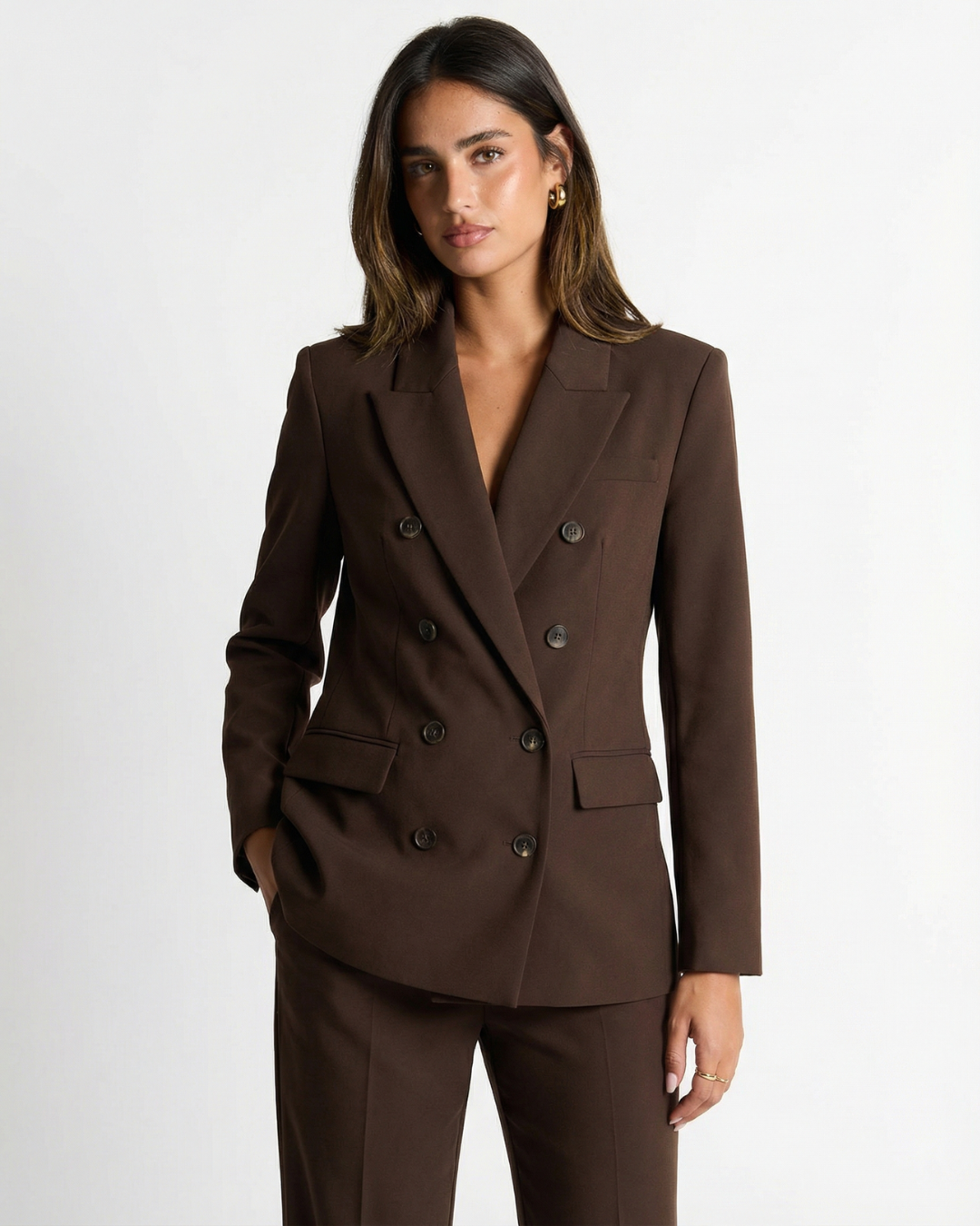 Tailleur Donna Blazer Doppiopetto e Pantaloni Dritti Due Pezzi