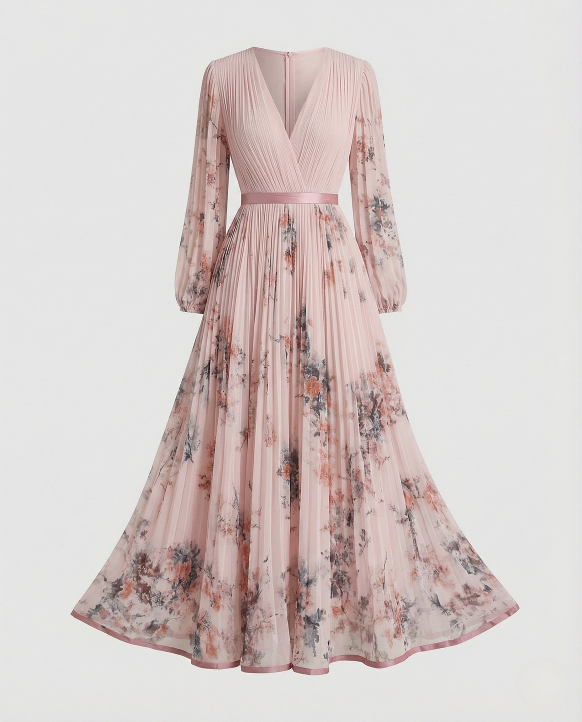 Aurazio Vestito Lungo Plissettato con Scollo a V per Donna