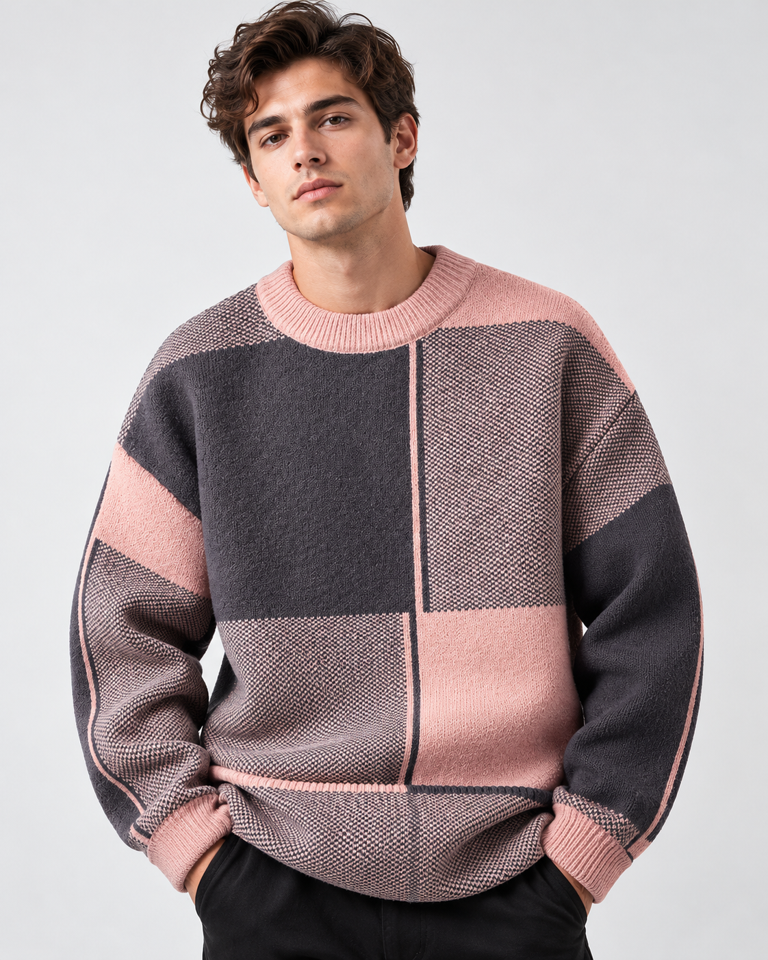 Maglione Uomo Casual Maniche Lunghe Vestibilità Comoda Quotidiano