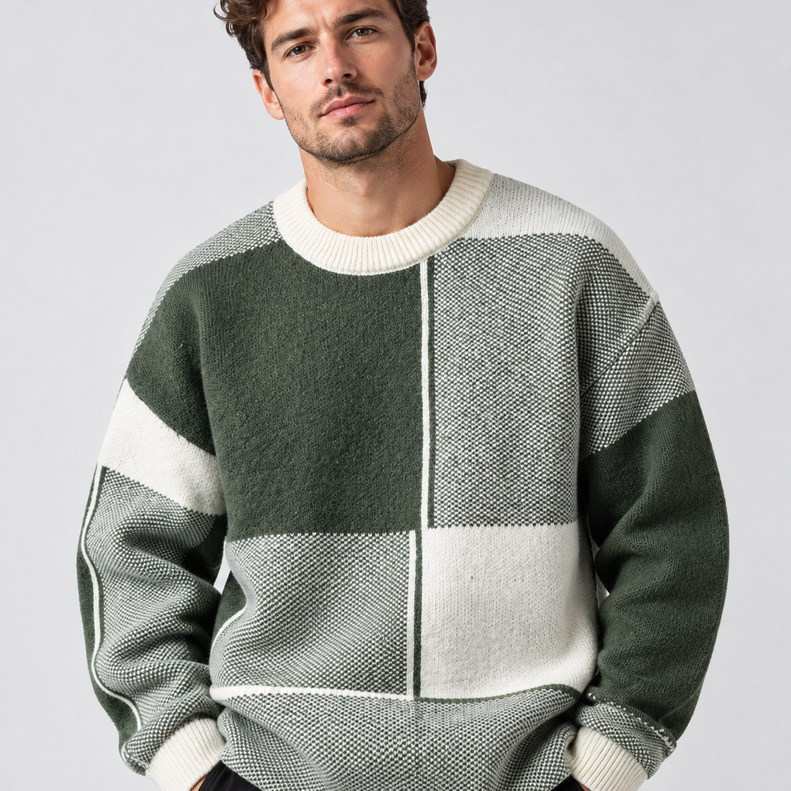 Maglione Uomo Casual Maniche Lunghe Vestibilità Comoda Quotidiano