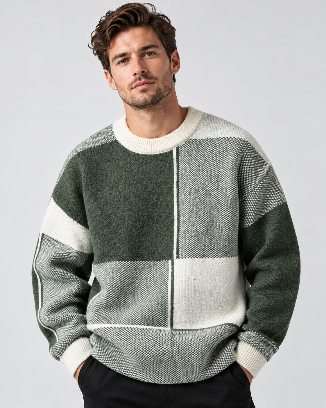 Maglione Uomo Casual Maniche Lunghe Vestibilità Comoda Quotidiano