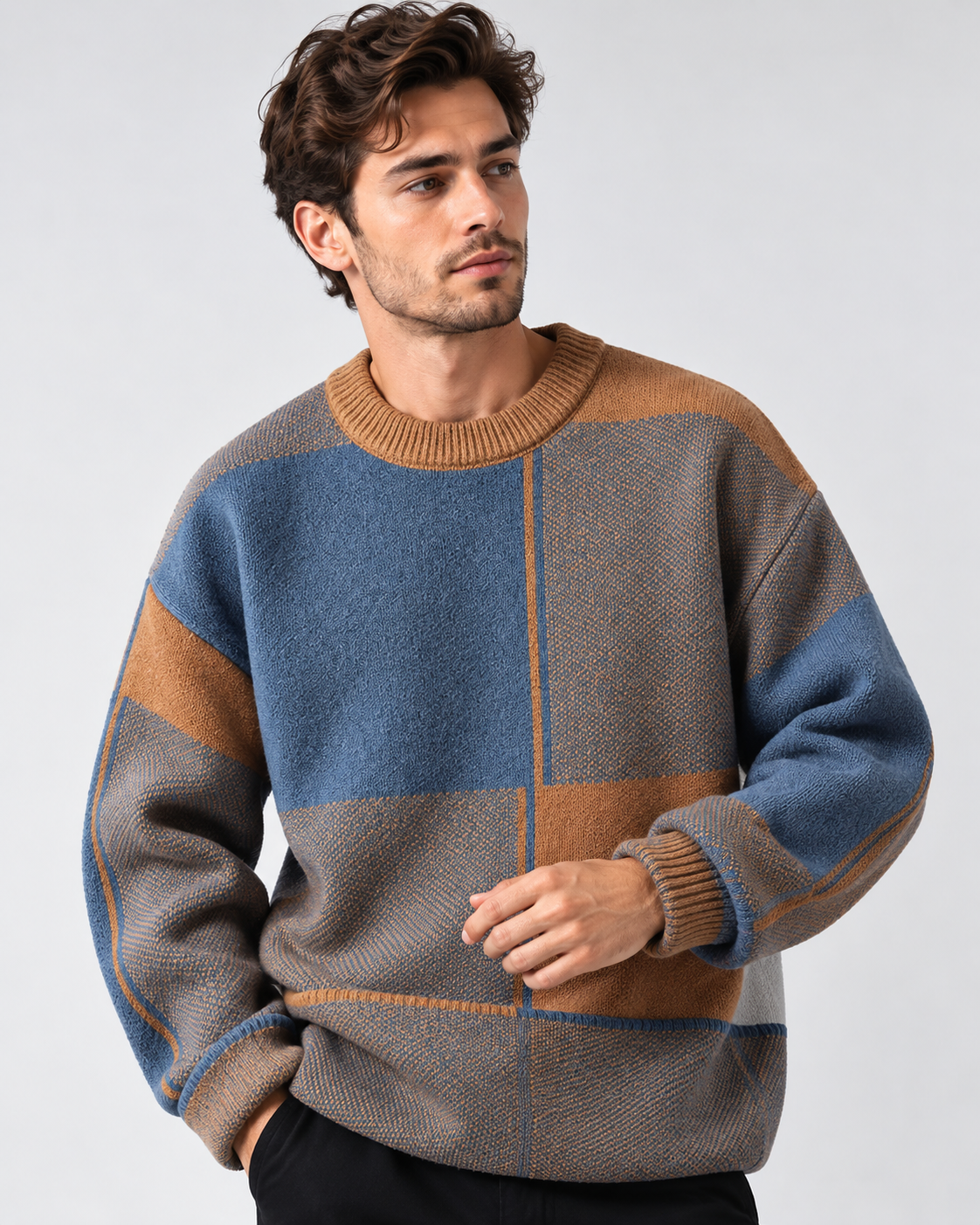 Maglione Uomo Casual Maniche Lunghe Vestibilità Comoda Quotidiano