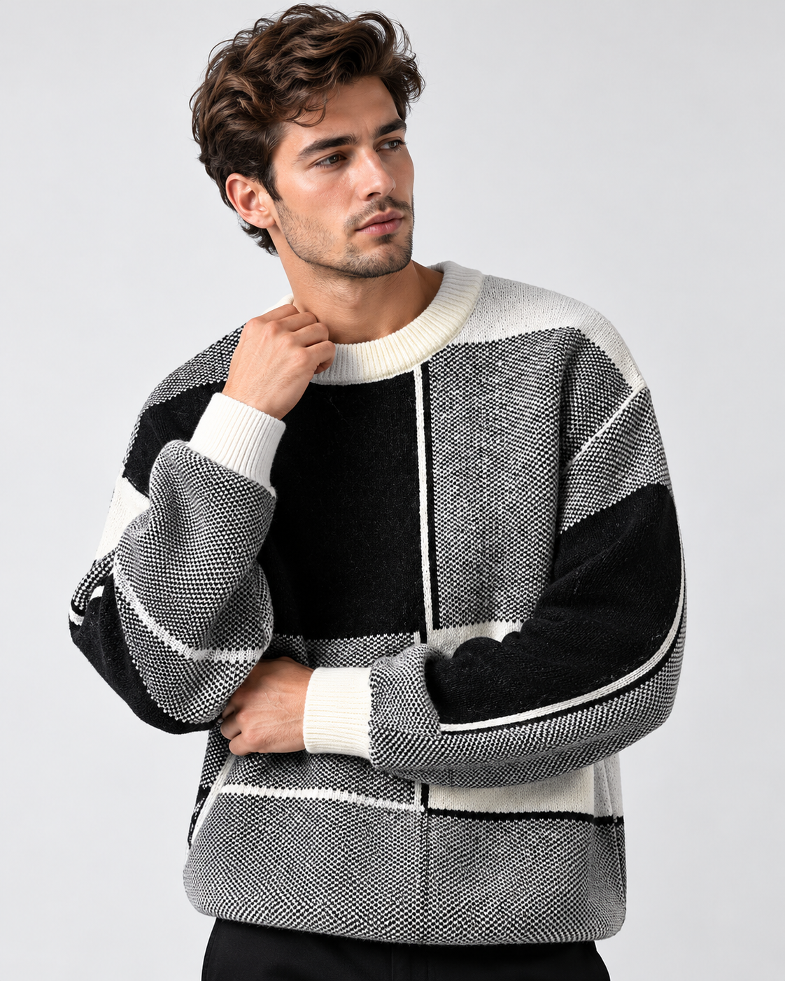 Maglione Uomo Casual Maniche Lunghe Vestibilità Comoda Quotidiano