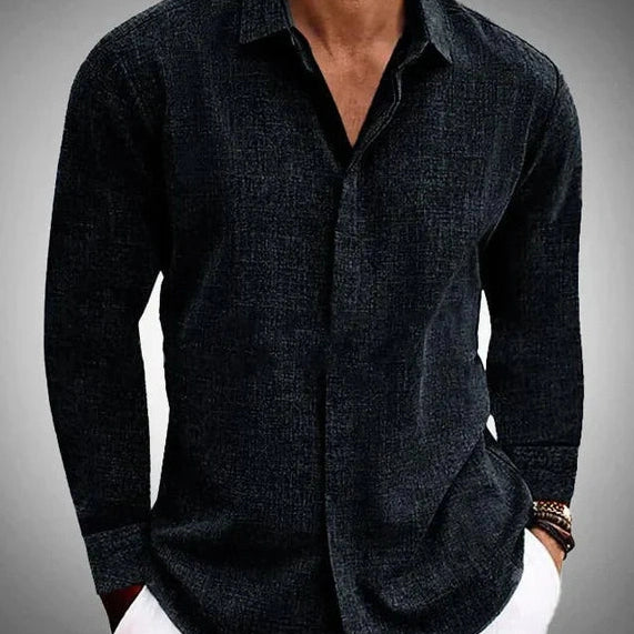 Aurazio Camicia di Tessuto Strutturato da Uomo