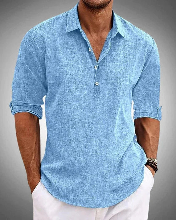 Aurazio Camicia Testurizzata con Bottoni da Uomo