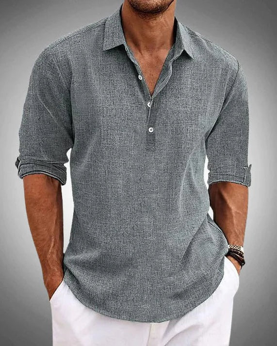 Aurazio Camicia Testurizzata con Bottoni da Uomo