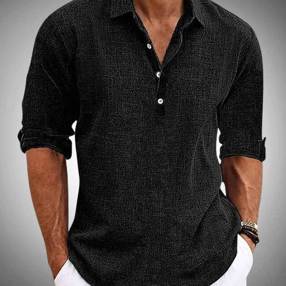 Aurazio Camicia Testurizzata con Bottoni da Uomo