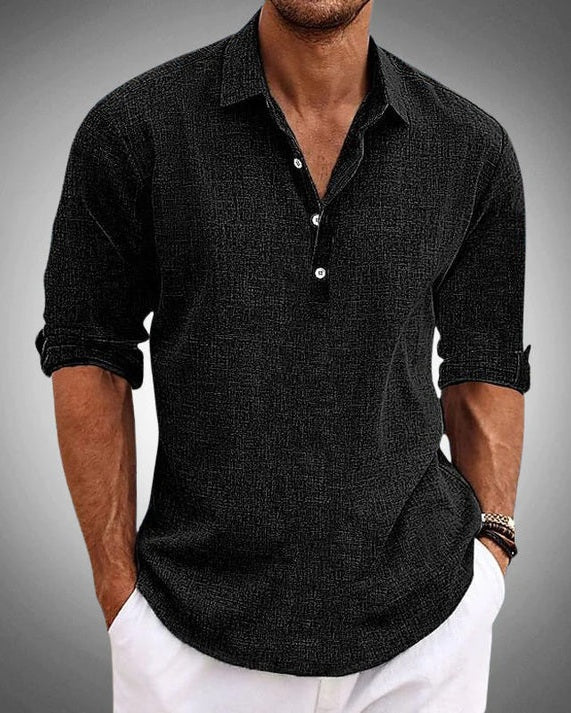 Aurazio Camicia Testurizzata con Bottoni da Uomo