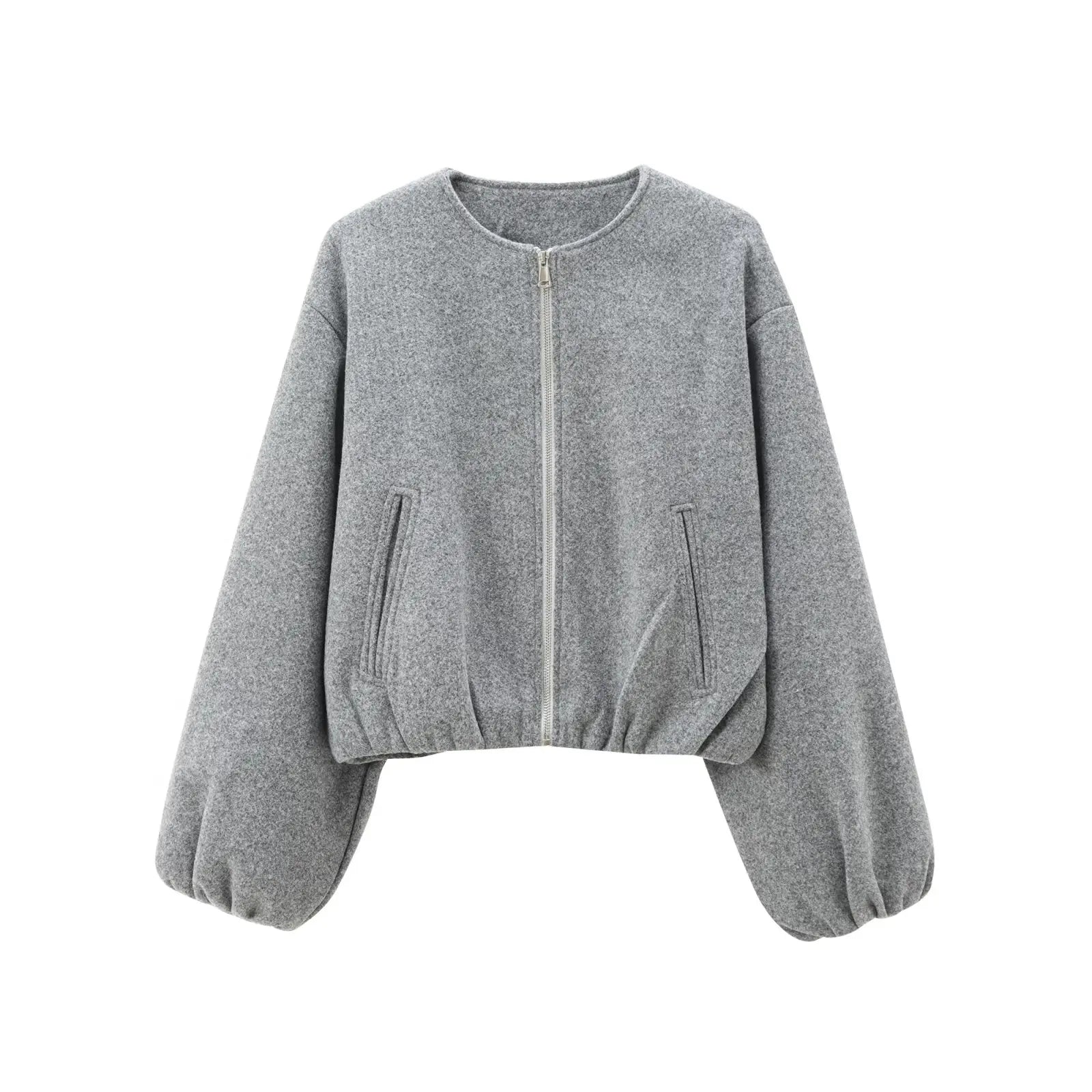 Giacca Bomber Donna Corta in Pile Leggera con Zip