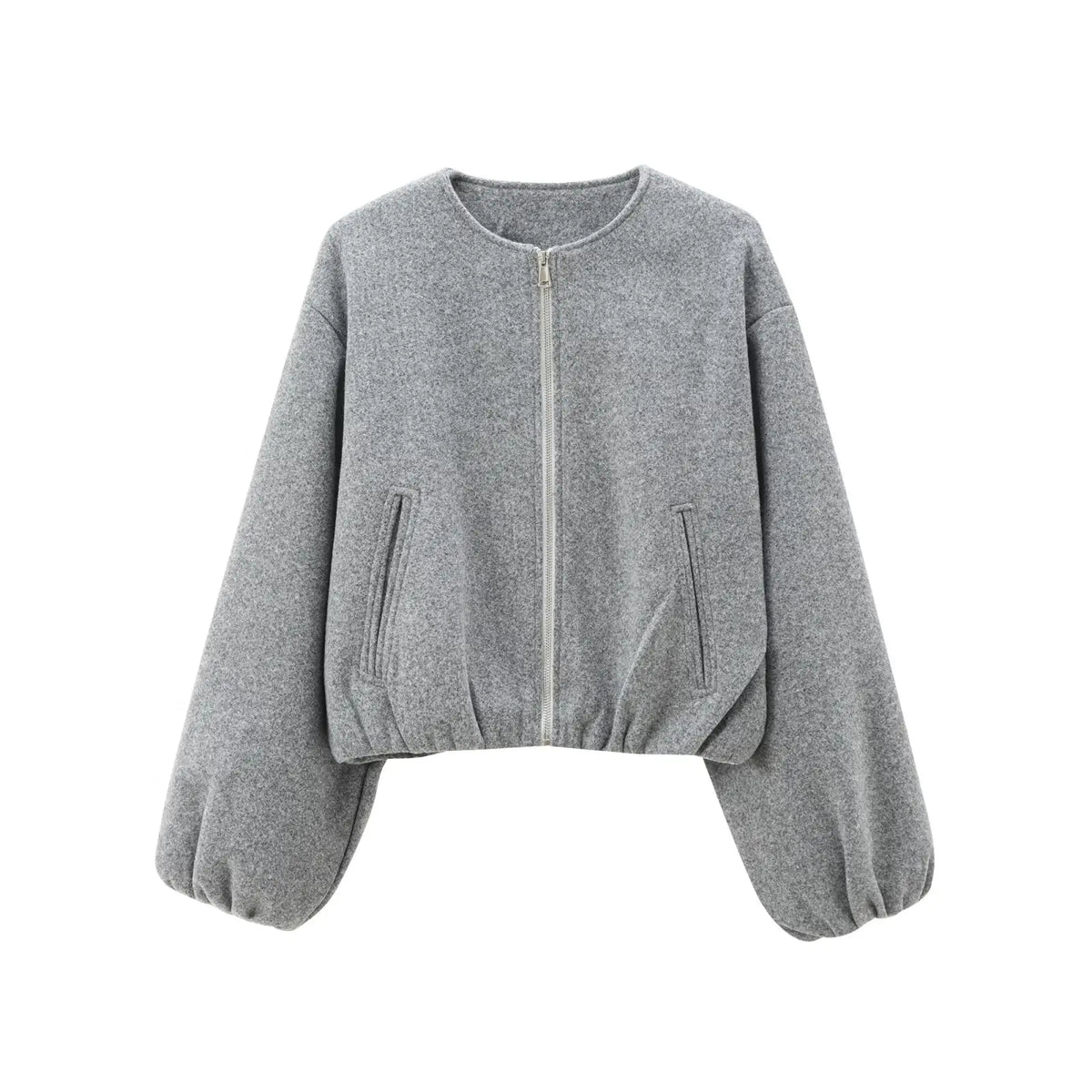 Giacca Bomber Donna Corta in Pile Leggera con Zip