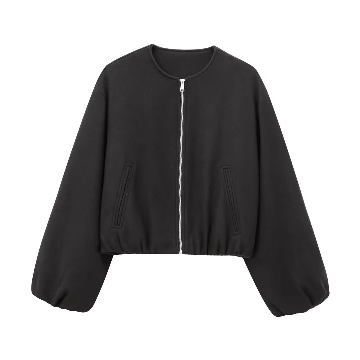 Giacca Bomber Donna Corta in Pile Leggera con Zip