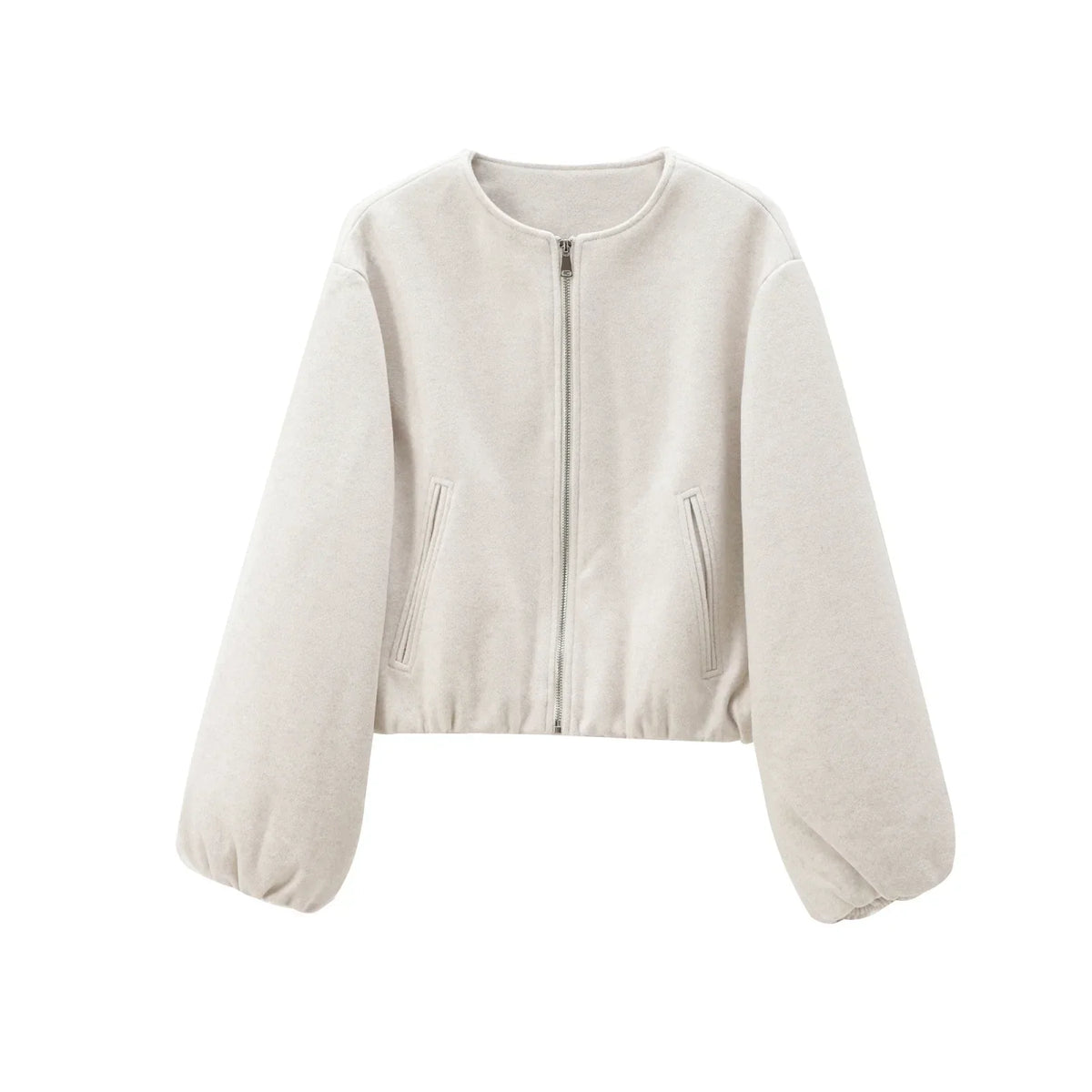 Giacca Bomber Donna Corta in Pile Leggera con Zip