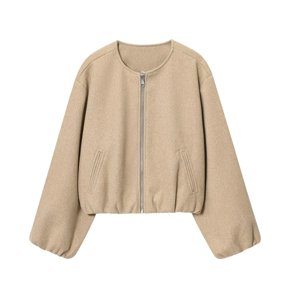 Giacca Bomber Donna Corta in Pile Leggera con Zip