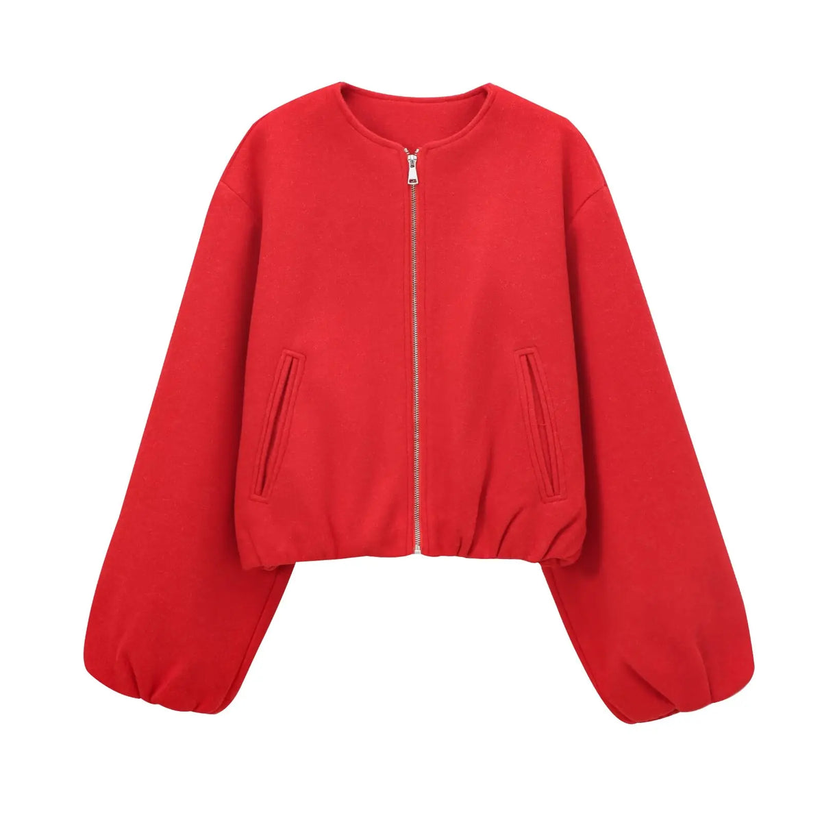 Giacca Bomber Donna Corta in Pile Leggera con Zip