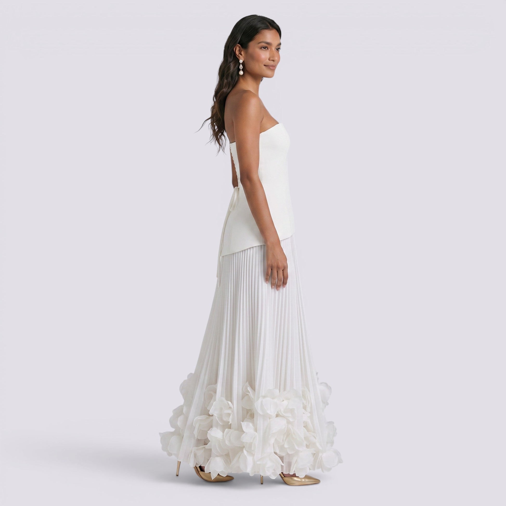 Abito Lungo Donna Scollo Bardot Elegante da Cerimonia