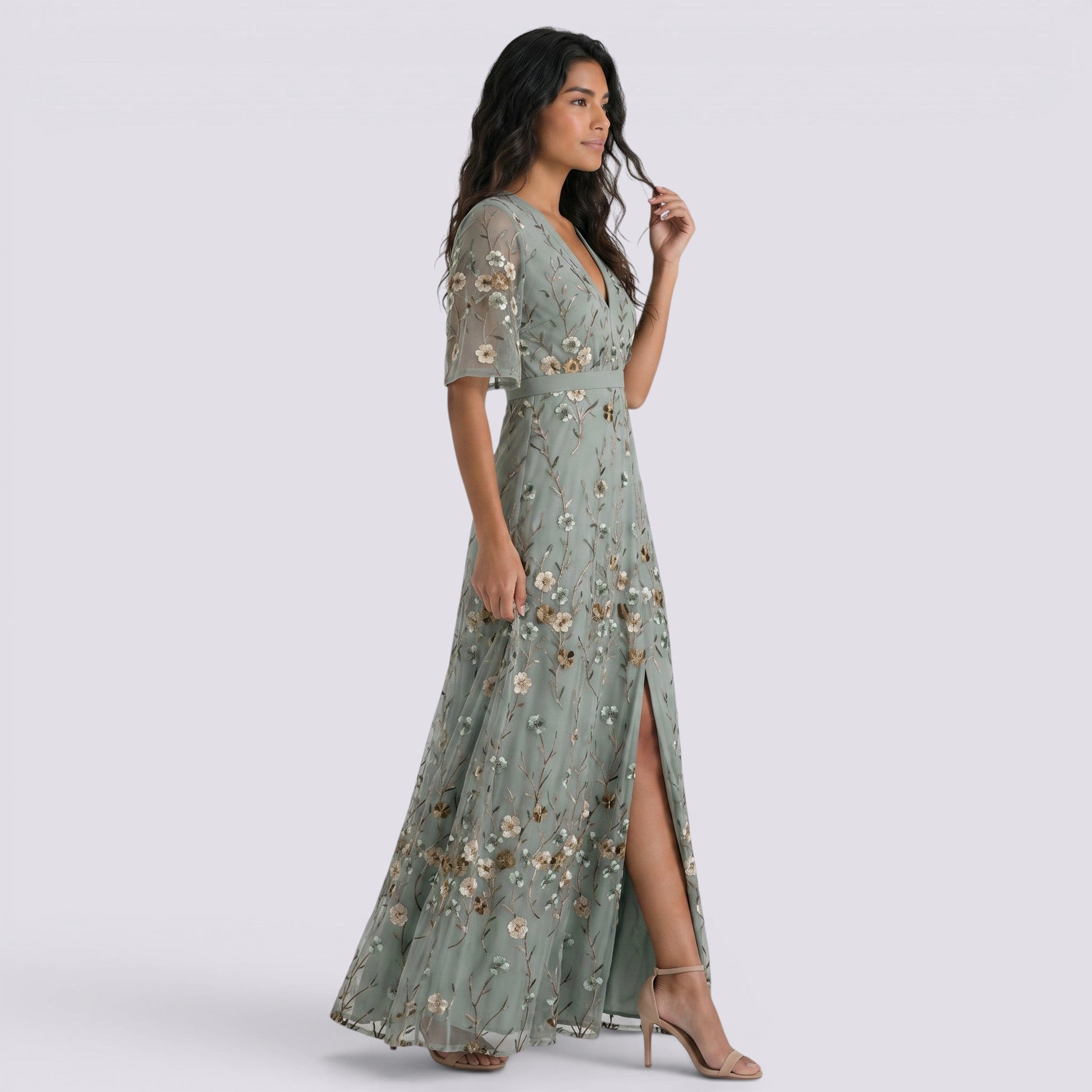 Abito Lungo Donna Maxi Stampato Boho Estivo Scollo a V
