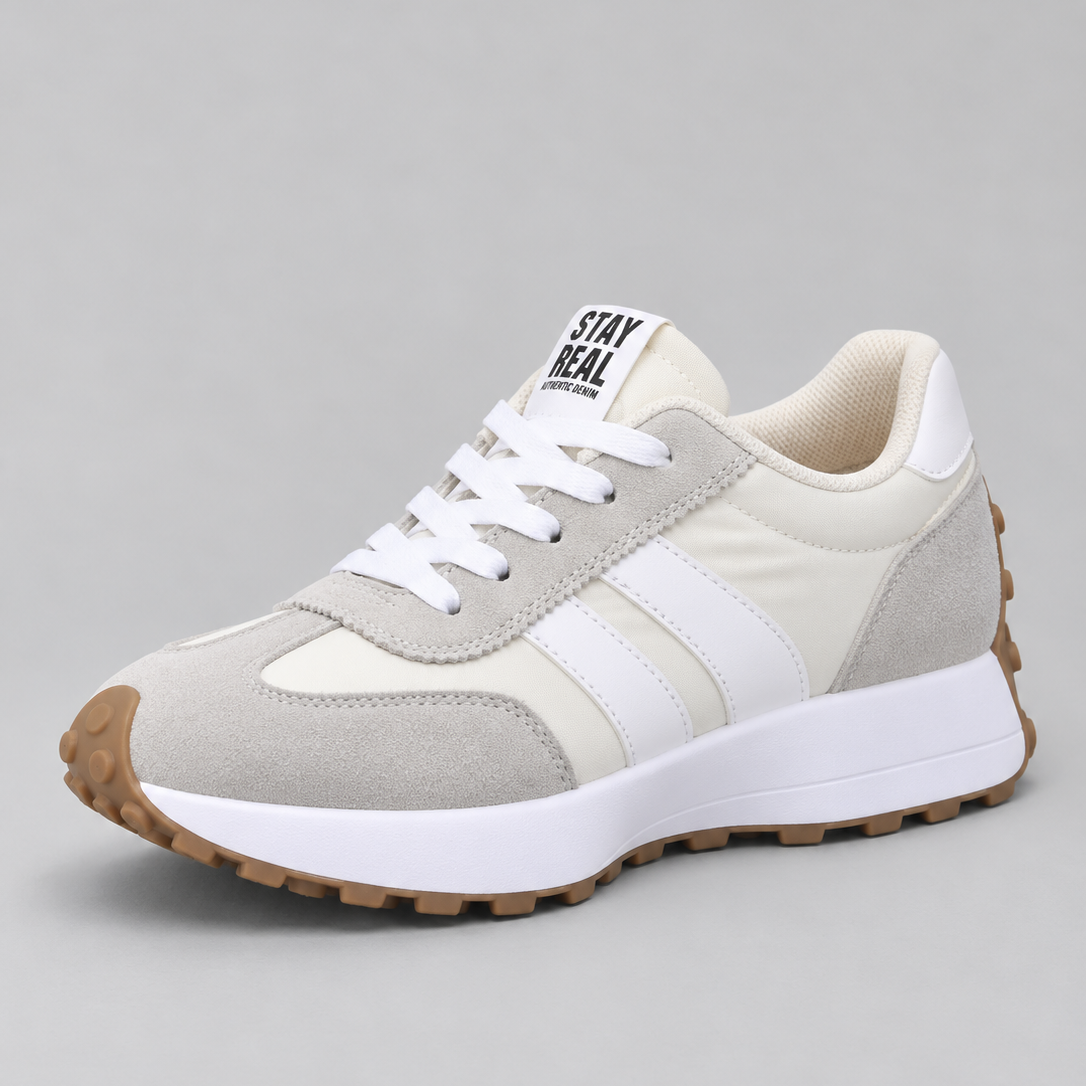 Sneakers Donna Chunky Effetto Camoscio Stile Vintage Sportive