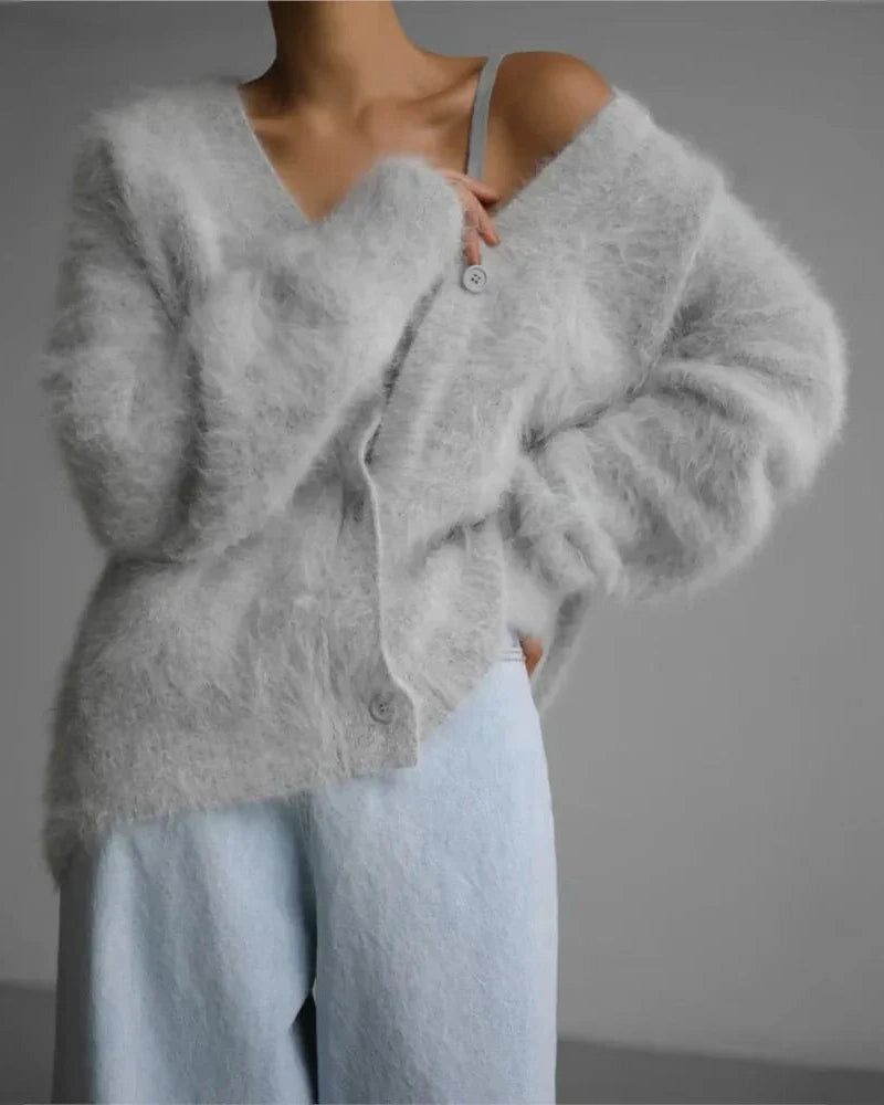 Cardigan Donna in Cashmere Lavorato a Maglia Morbido Caldo