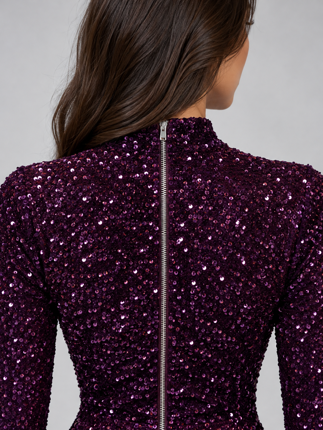Abito Lungo Donna con Paillettes Coda di Pesce da Sera