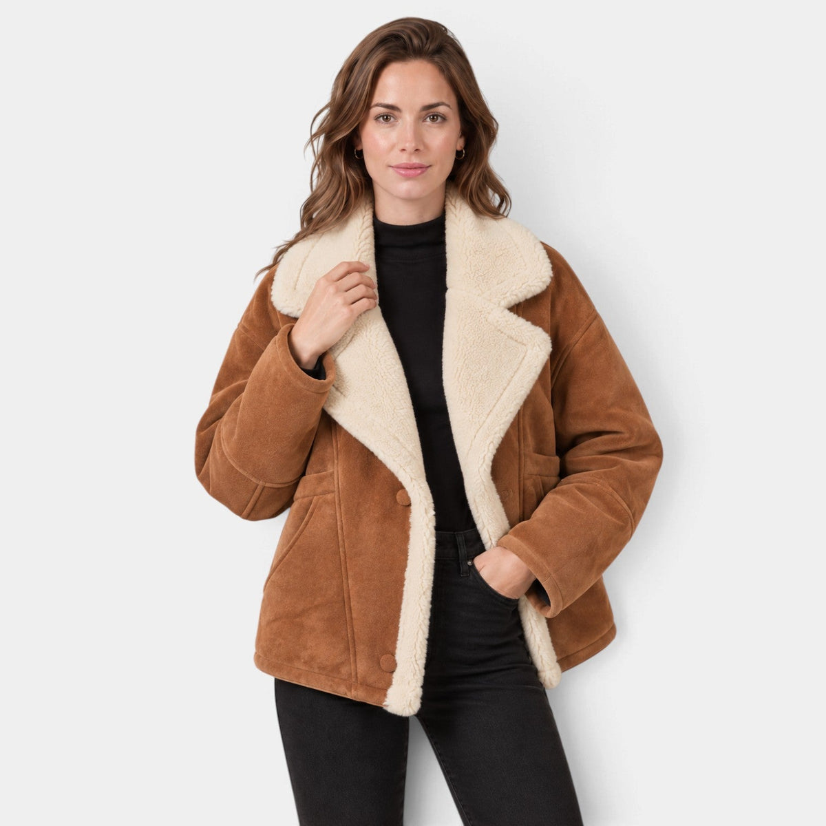 Cappotto Donna Oversize Shearling Sintetico Stile Vintage