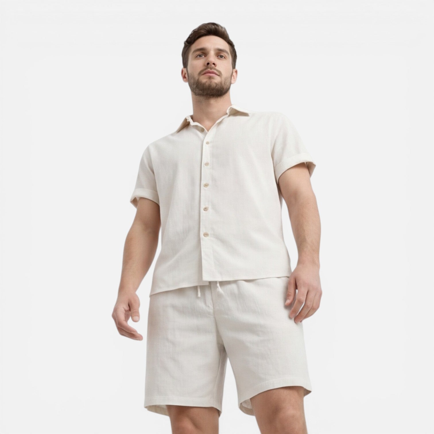 Completo Uomo Camicia e Shorts Leggero Estivo Co-Ord