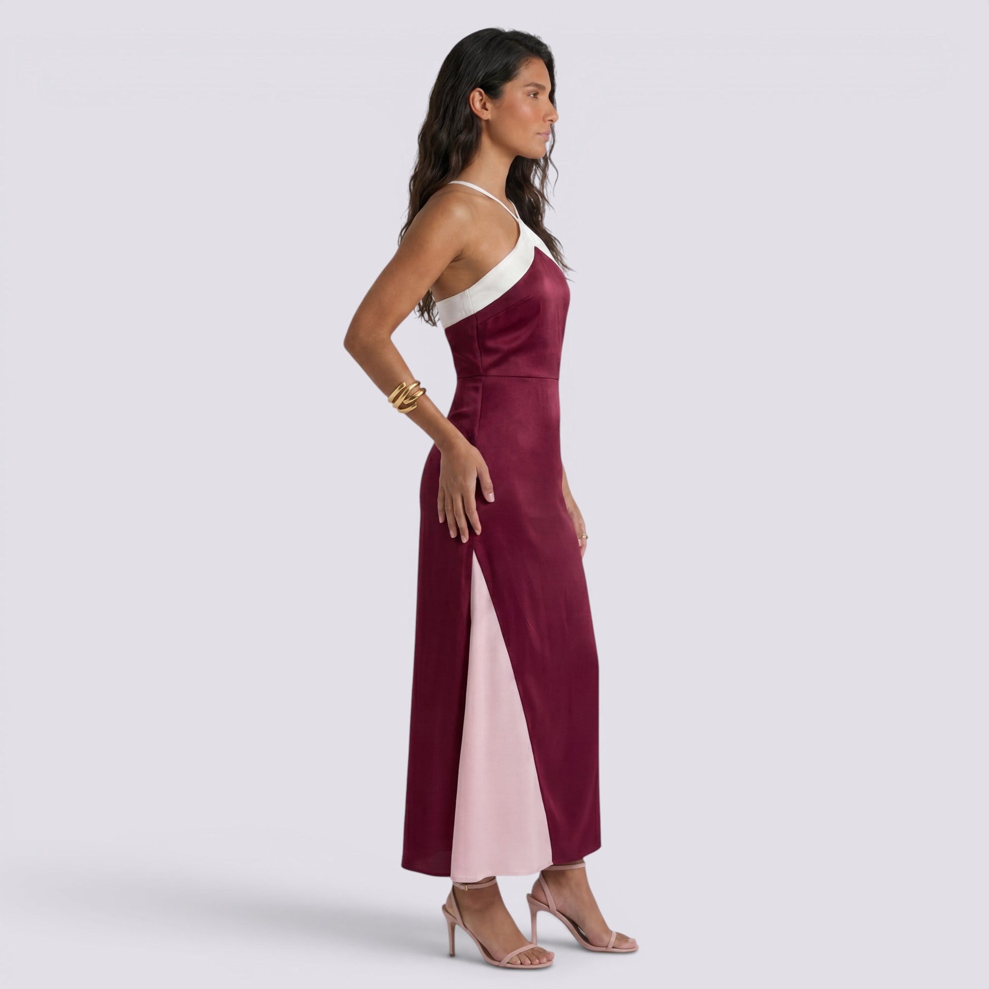 Abito Lungo Donna Elegante Boho Scollo a V da Cerimonia