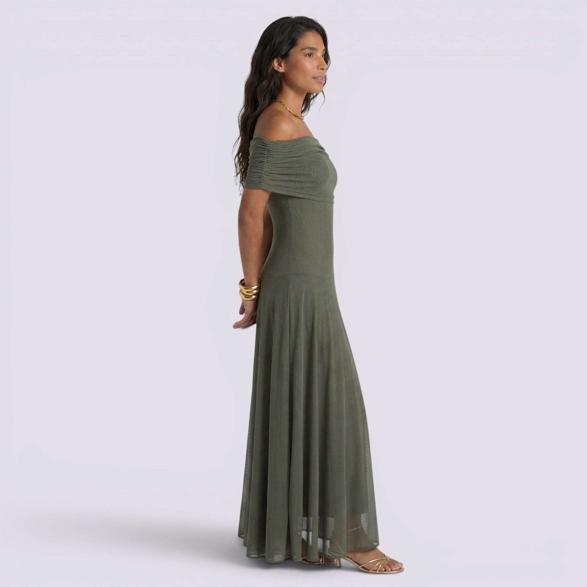 Abito Lungo Donna Estivo Spalle Scoperte Elegante