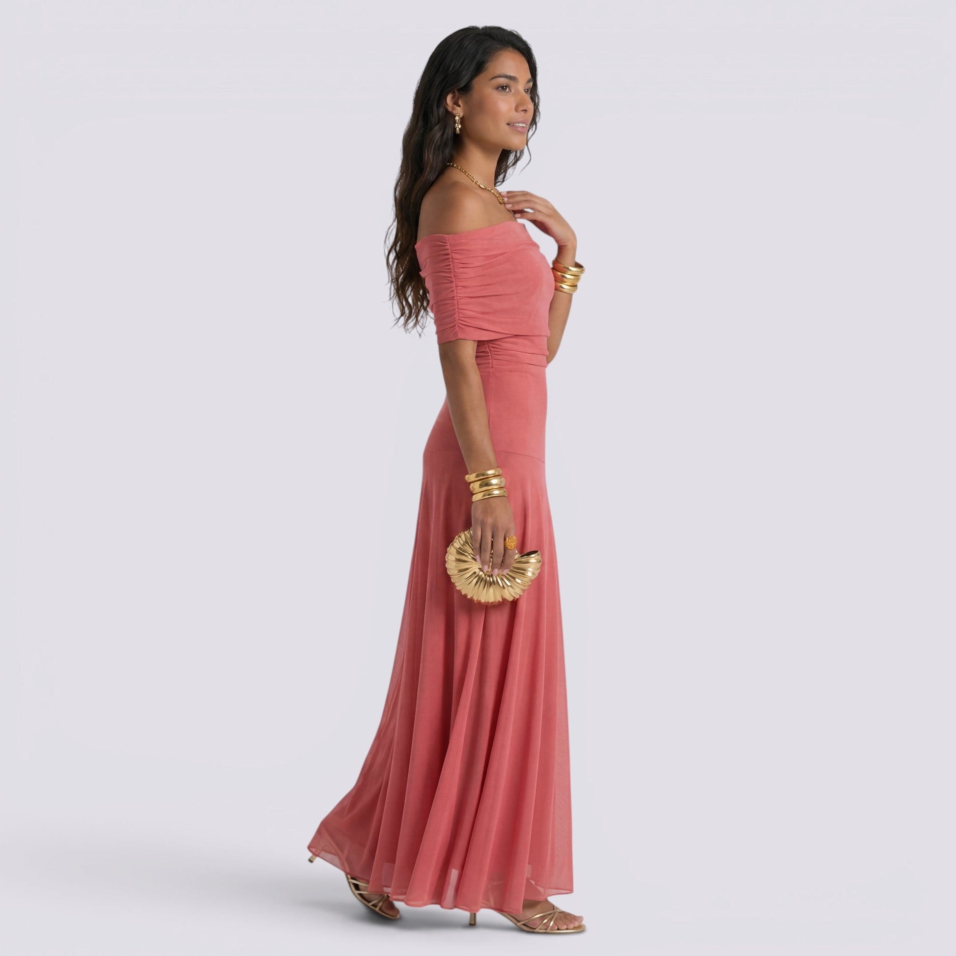Abito Lungo Donna Estivo Spalle Scoperte Elegante