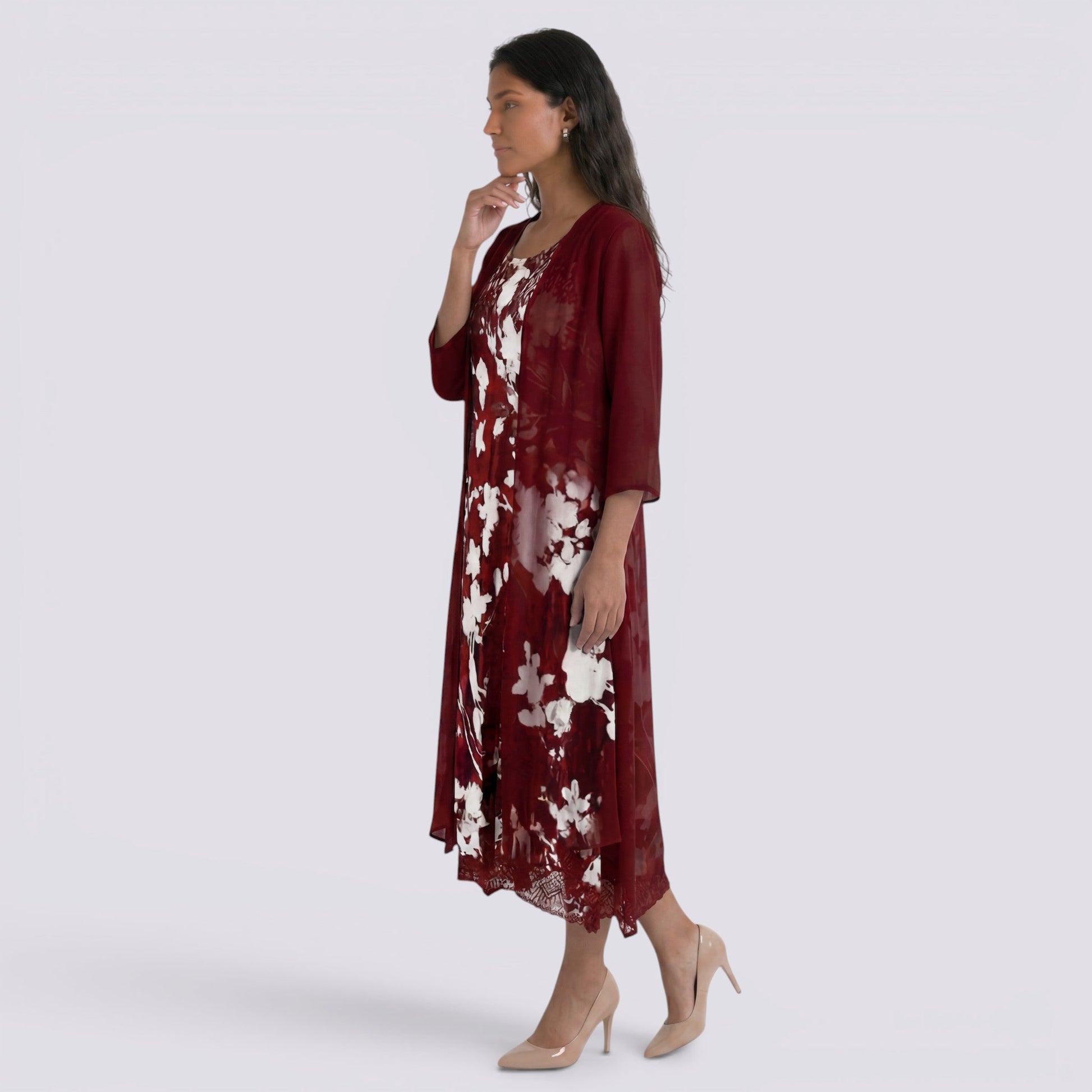 Abito Lungo Donna Estivo Due Pezzi Elegante Fluido