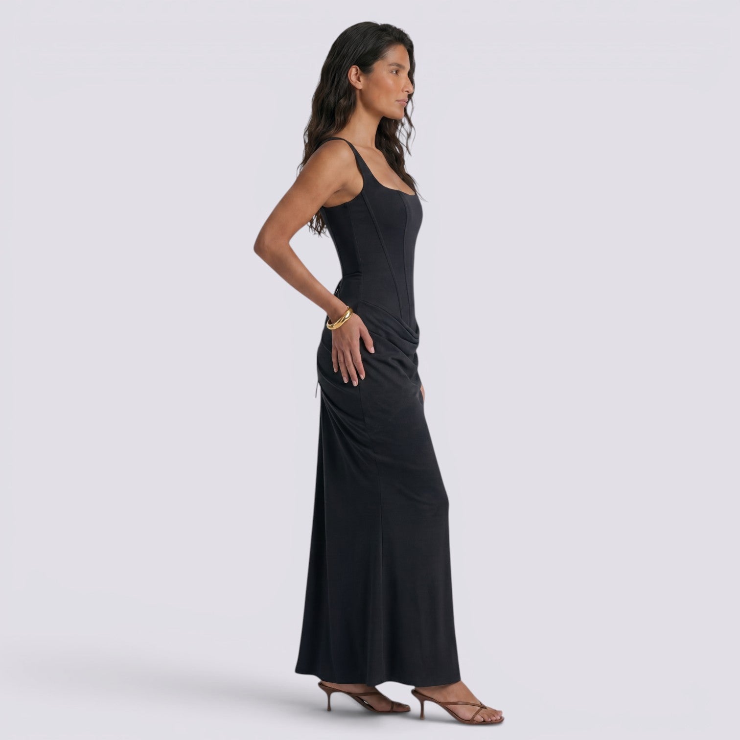 Abito Donna Elegante Plissettato da Cerimonia