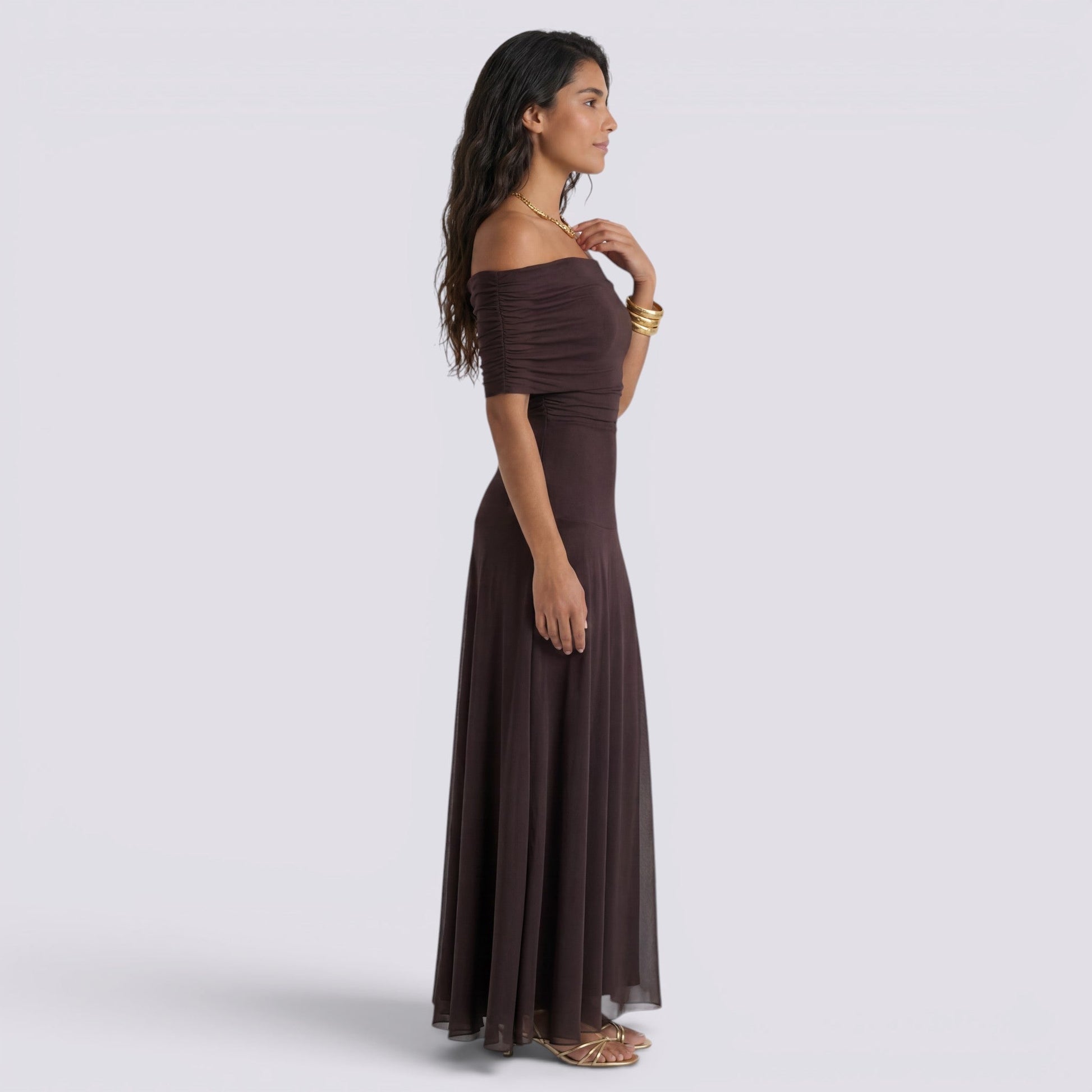 Abito Lungo Donna Estivo Spalle Scoperte Elegante