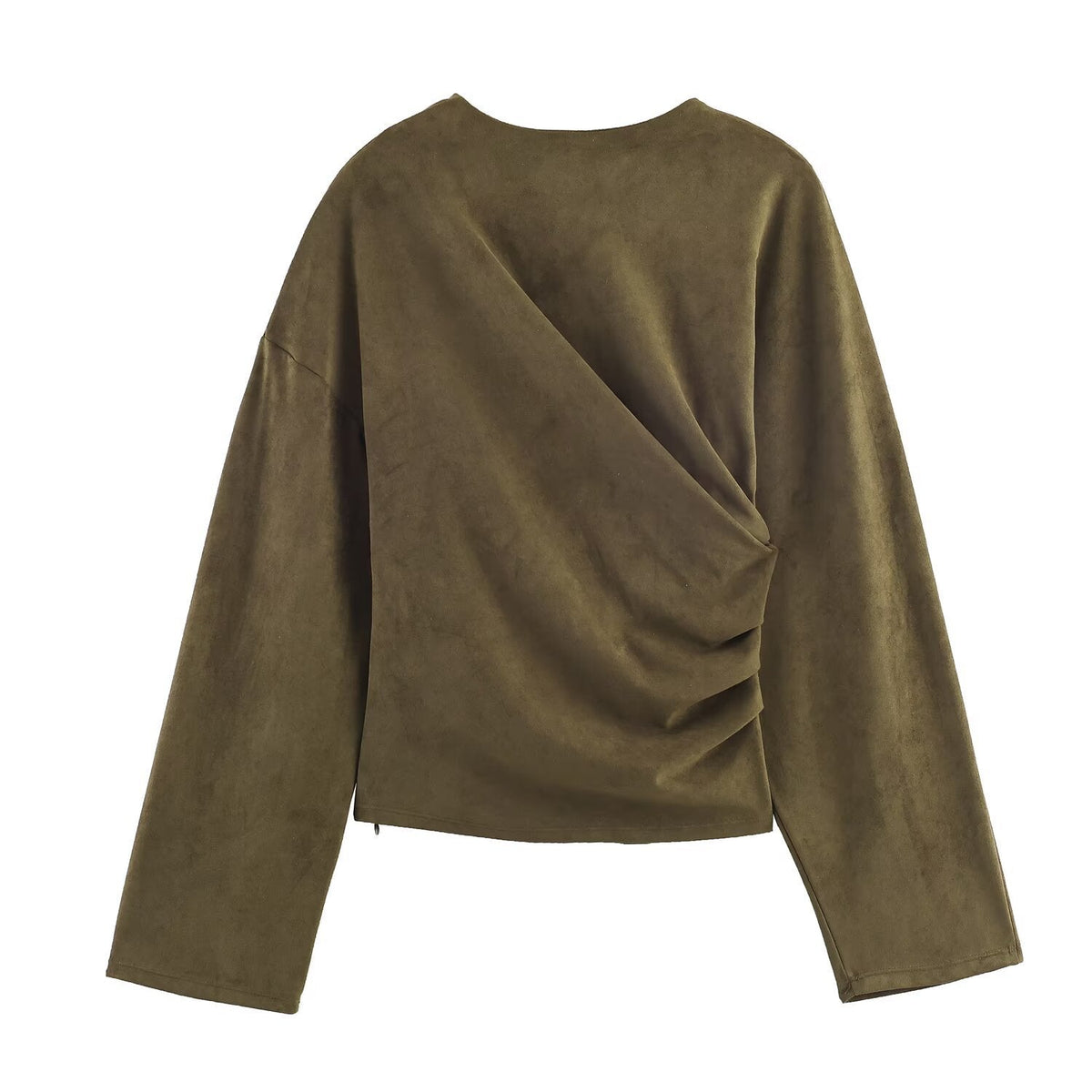 Completo Donna Top Drappeggiato e Pantaloni Affusolati con Cintura