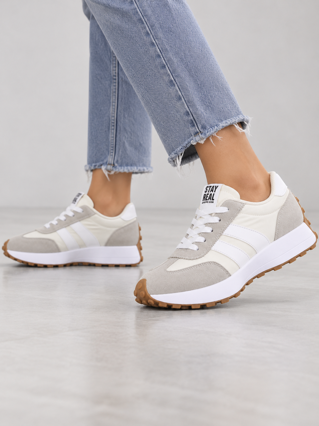 Sneakers Donna Chunky Effetto Camoscio Stile Vintage Sportive