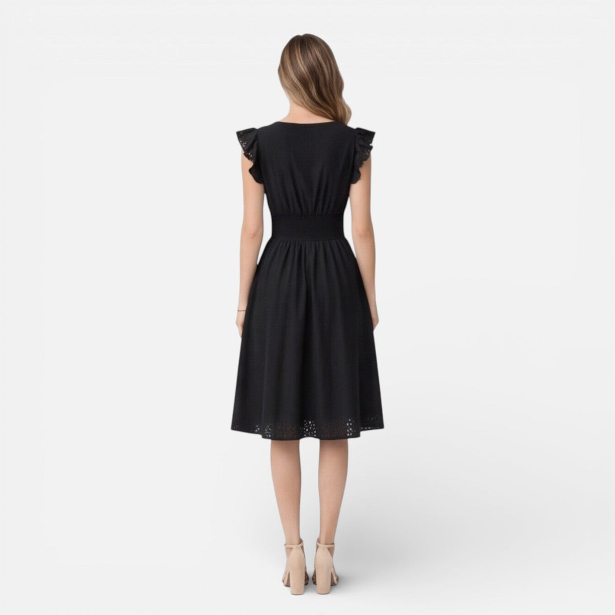 Abito Midi Donna in Cotone e Pizzo Cerimonia Estivo