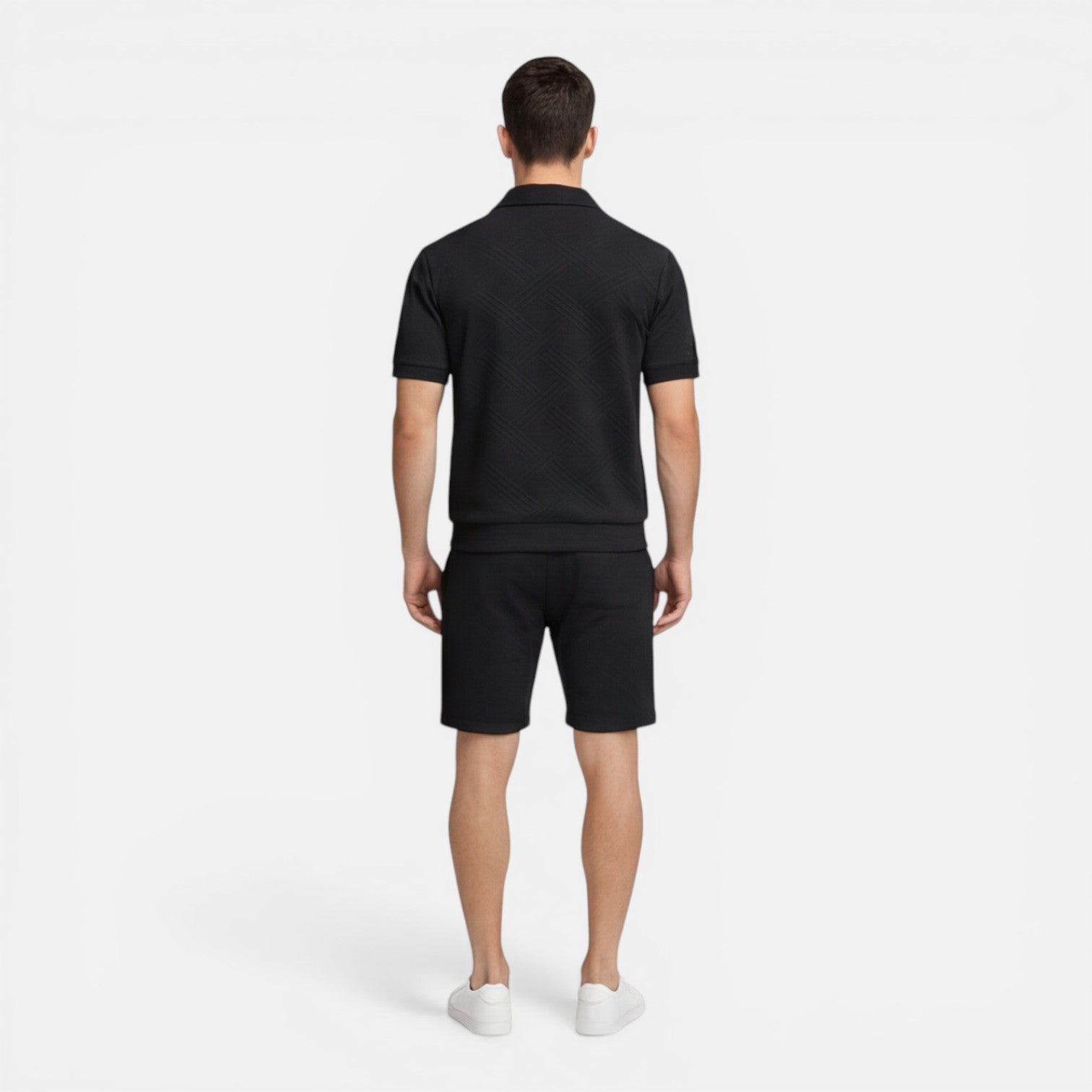 Completo Uomo Estivo Camicia Zip e Shorts Slim Fit
